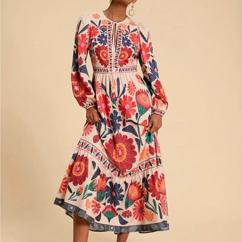 SHEIN Multicolor Floral Maxi Dress